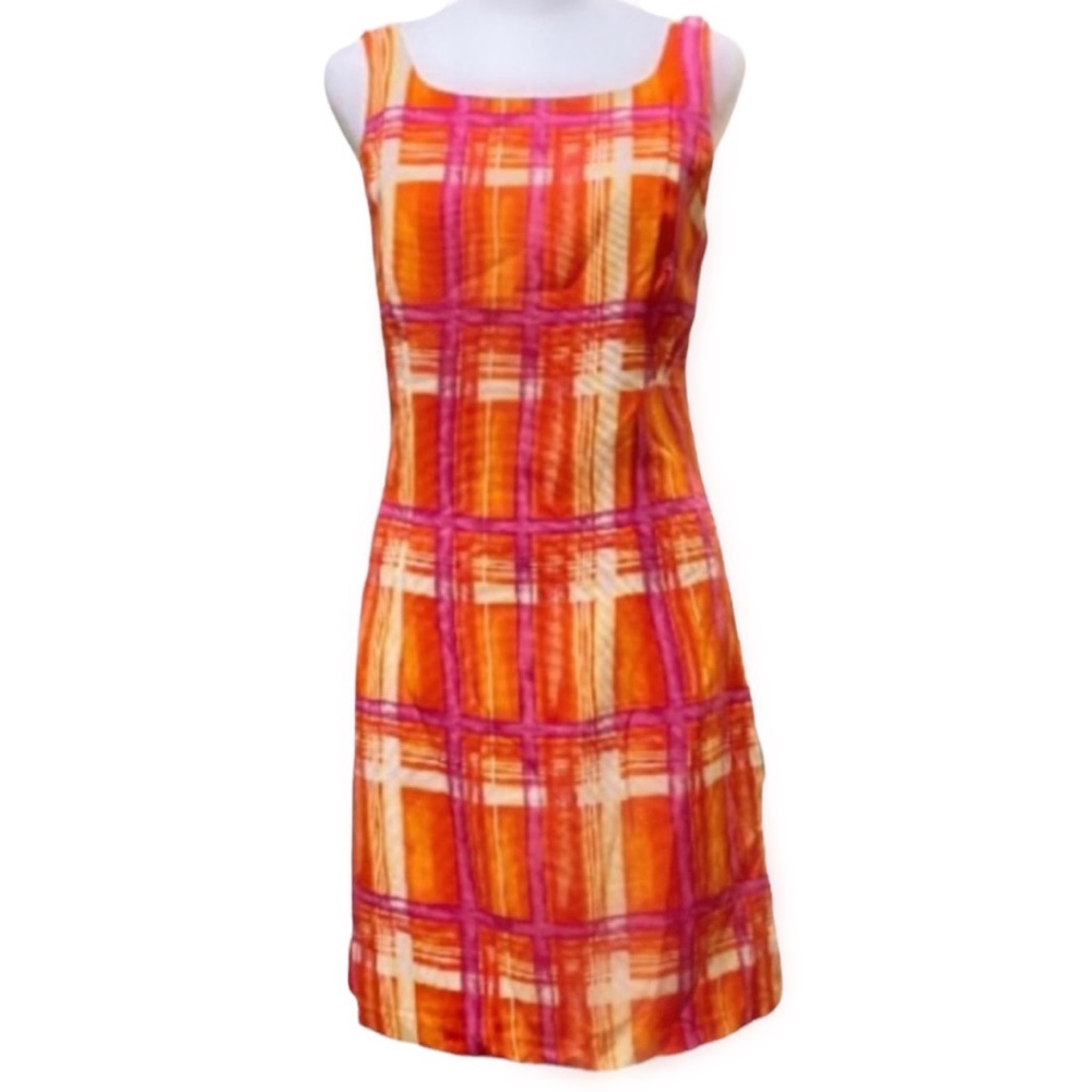 Vintage 90s / Y2K Color Pop Plaid Sleeveless Shift Dress size women's 4 to 6